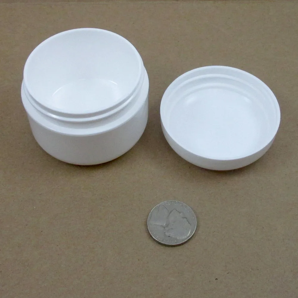 24 White 1.7 Oz Plastic Cosmetic Double Wall Cream Empty Dome Jars Container Cap