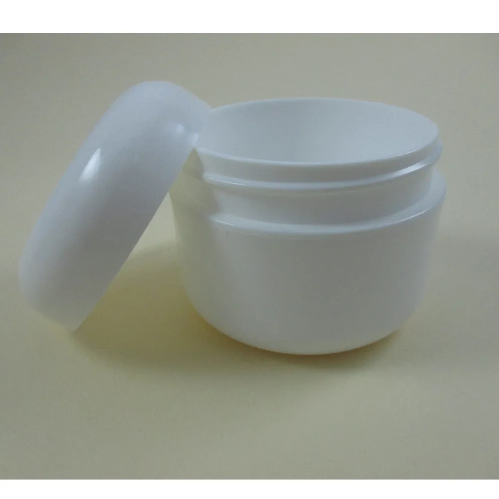24 White 1.7 Oz Plastic Cosmetic Double Wall Cream Empty Dome Jars Container Cap