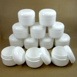 24 White 1.7 Oz Plastic Cosmetic Double Wall Cream Empty Dome Jars Container Cap