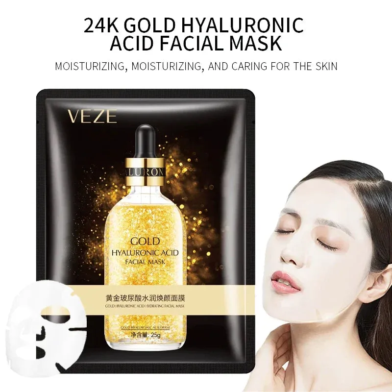 5 / 10 Piece 24K Gold Hyaluronic Acid Face Mask