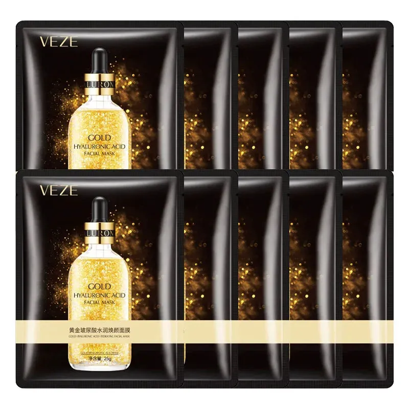 5 / 10 Piece 24K Gold Hyaluronic Acid Face Mask