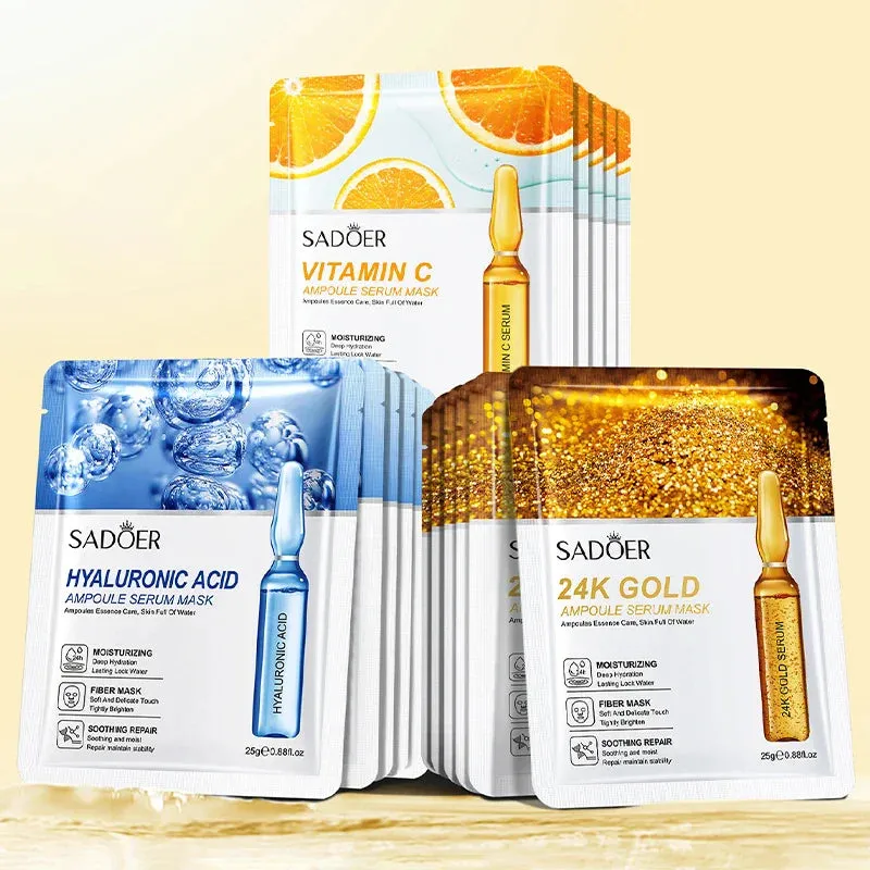 5 / 10 Piece 24K Gold Hyaluronic Acid Face Masks