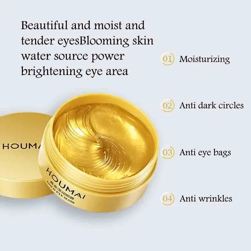 60 Piece Seaweed 24K Golden Crystal Eye Mask Anti Aging Moisturizing Anti Dark Circles