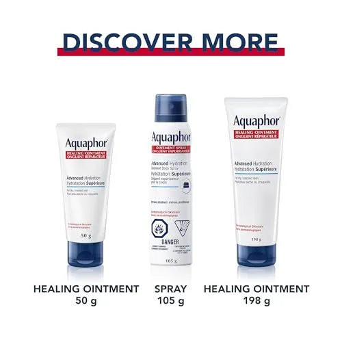 Aquaphor Lip Repair Lip Ointment for Extremely Dry, Chapped and Cracked Lips, Formulated with Panthenol and Vitamins C and E, Fragrance Free, Non Comedogenic Lip Balm, 10mL