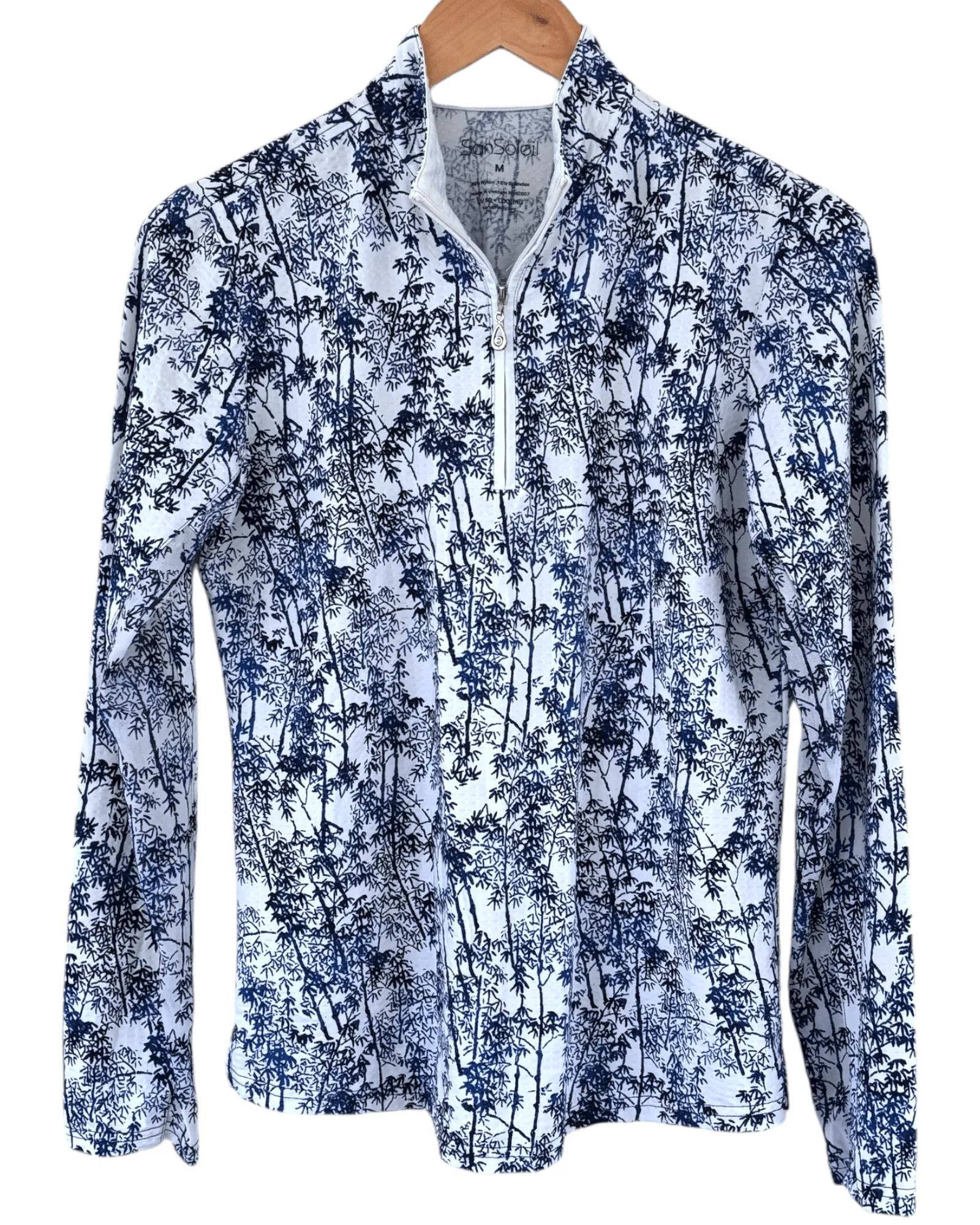 Cool Winter Navy Branch Print Quarter Zip Performance Top