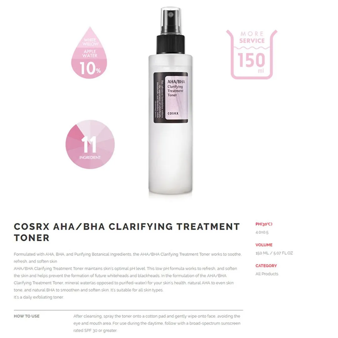 COSRX AHA/BHA Clarifying Treatment Toner 150ml