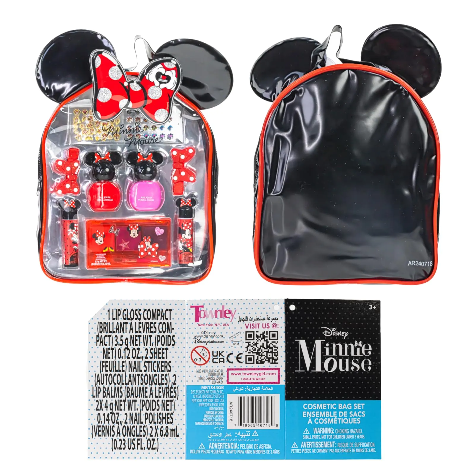 Disney Minnie Mouse - Townley Girl Cosmetic Makeup Gift Bag Set Includes Lip Gloss, Nail Polish & Hair Accessories for Kids Girls, Ages 3  Perfect for Parties, Sleepovers & Makeovers