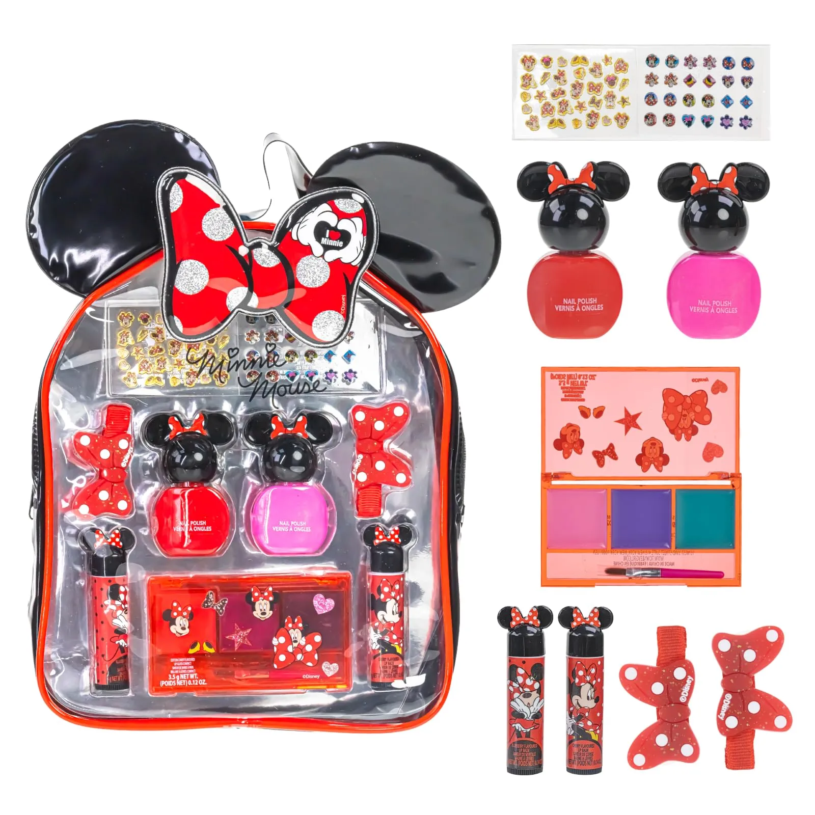 Disney Minnie Mouse - Townley Girl Cosmetic Makeup Gift Bag Set Includes Lip Gloss, Nail Polish & Hair Accessories for Kids Girls, Ages 3  Perfect for Parties, Sleepovers & Makeovers