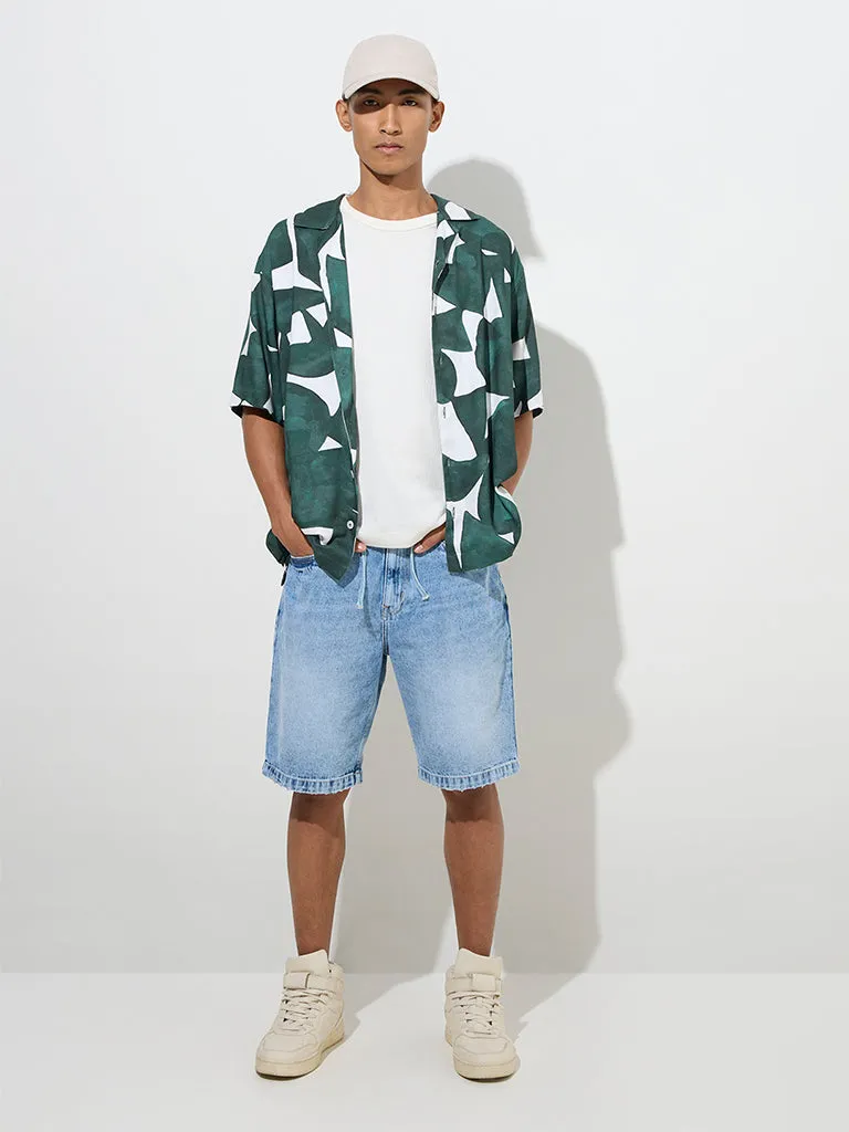 Nuon Green Abstract Design Relaxed-Fit Shirt