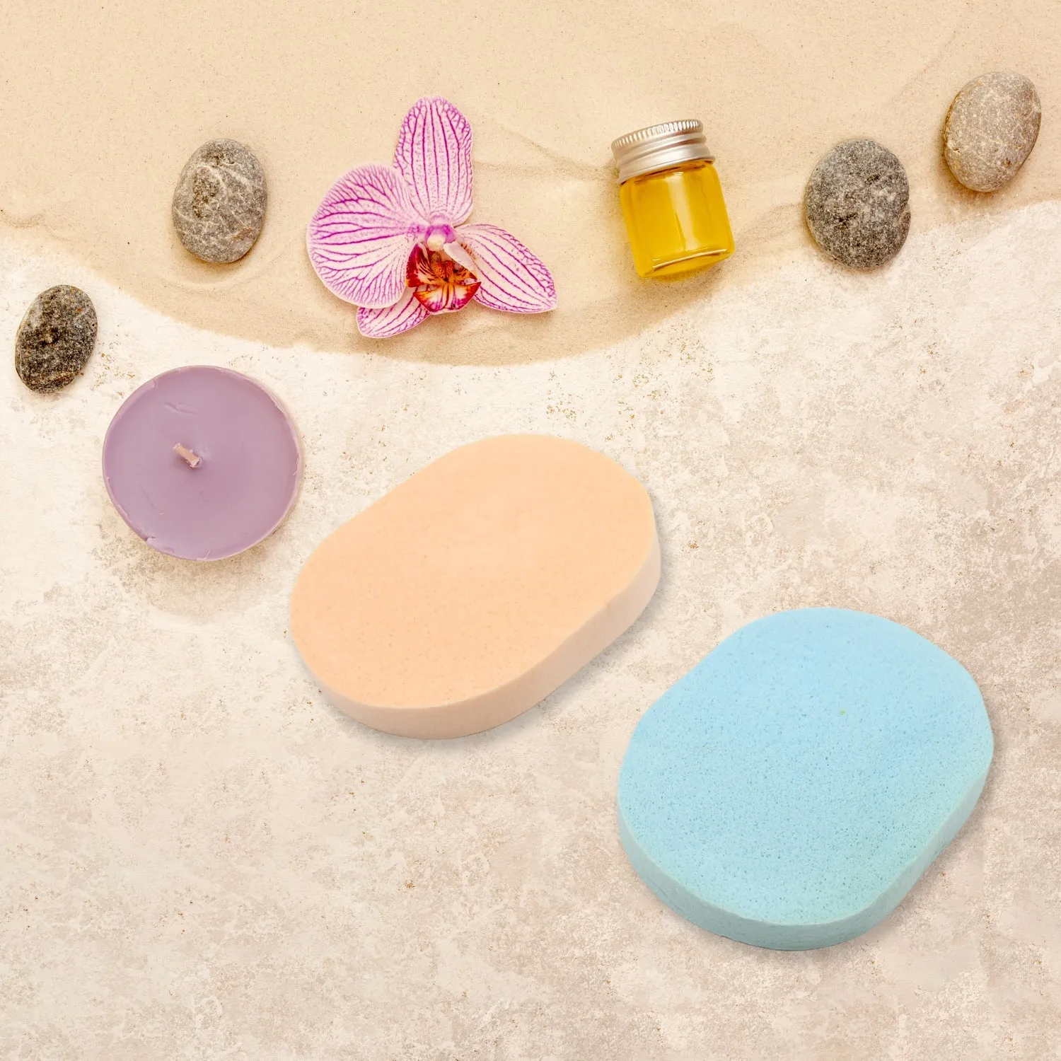 Reusable Facial Sponge for Daily Cleansing and Gentle Exfoliation, Makeup Remover, Face Wash Sponge, Makeup and Dead Skin, Cleansing Sponge for Dry & Wet Use For Womens (2 Pcs Set)